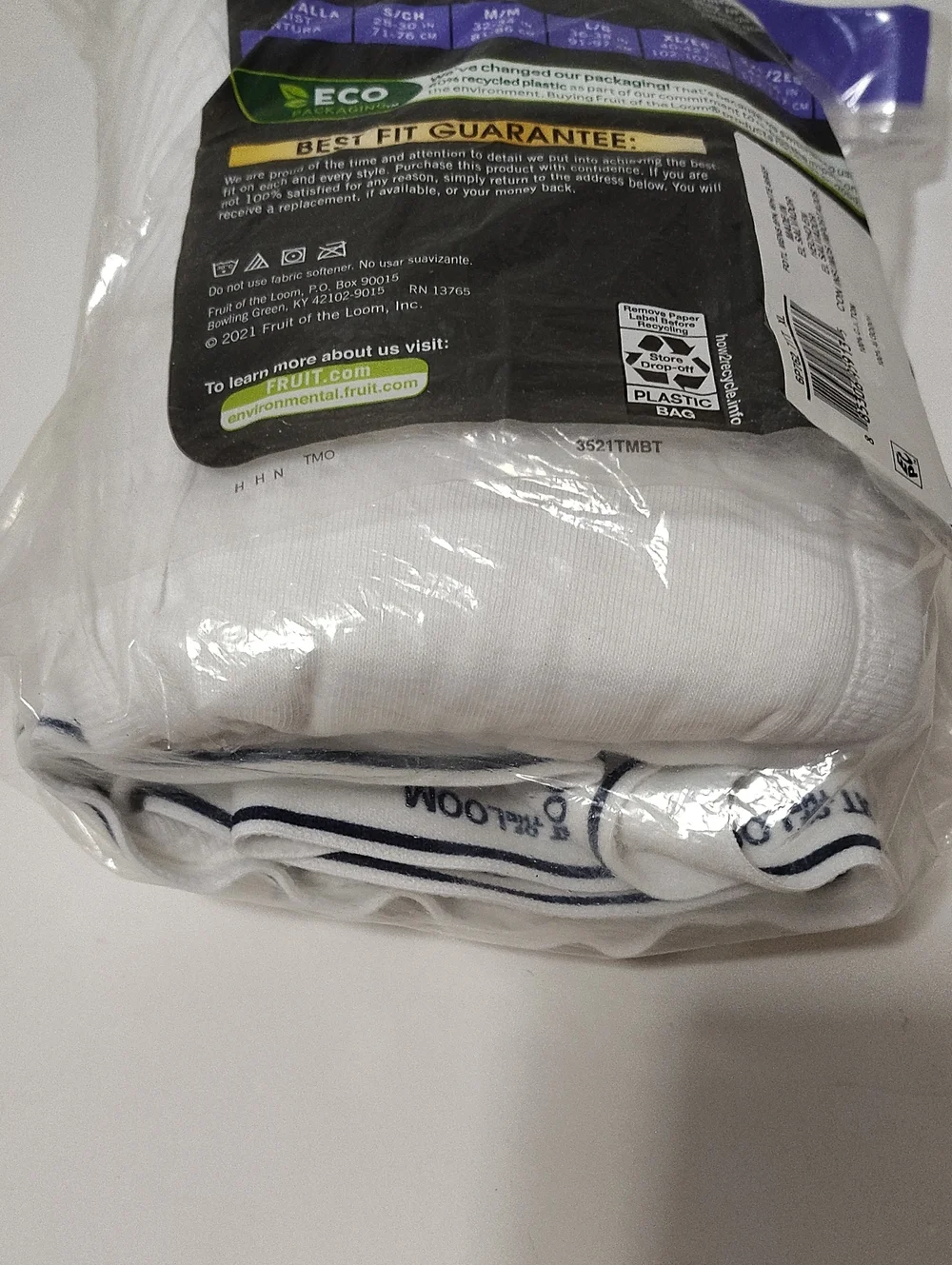 Fruit of the Loom Men’s  Full Cut White Briefs - 6 Pack - Size XL
